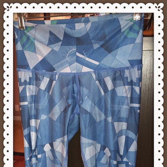 teeki Shards Geometric Stretchy Hot Yoga Pants Leggings High Waist Rise Size S - Picture 1 of 5